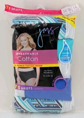JMS Just My Size Women's Plus Size 14 Breathable Cotton Briefs Panties 7 Pack